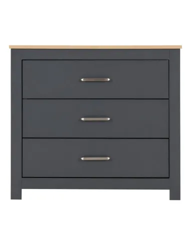 Portland 3 Drawer Chest - Grey/Oak Effect