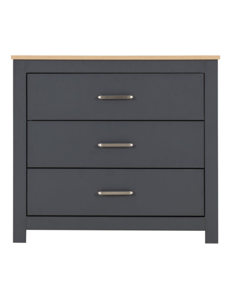 Portland 3 Drawer Chest - Grey/Oak Effect
