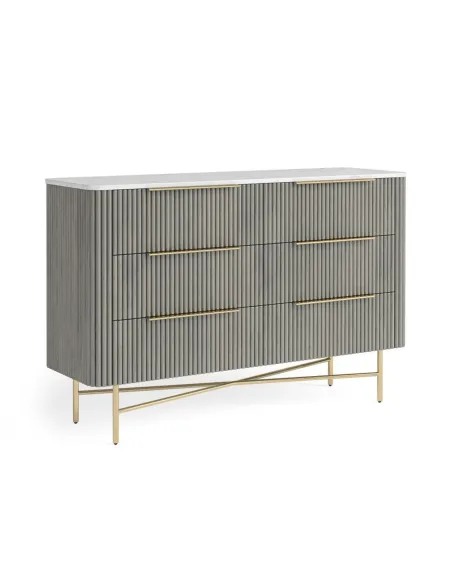 Lexington 6 Drawer Chest - Mango Charcoal/Marble