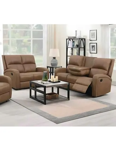 Blaine 3 Seater Manual Recliner Sofa - Tan