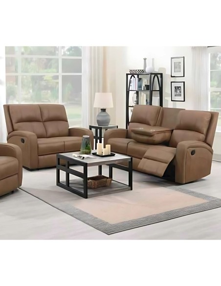Blaine 3 Seater Manual Recliner Sofa - Tan