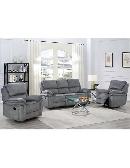 Seductive 3 Seater Manual Recliner Sofa - Dark Grey