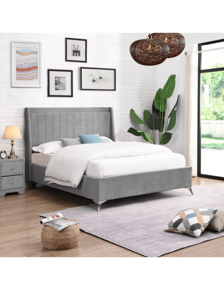 Mayo 4FT6 Bedframe - Grey Fabric