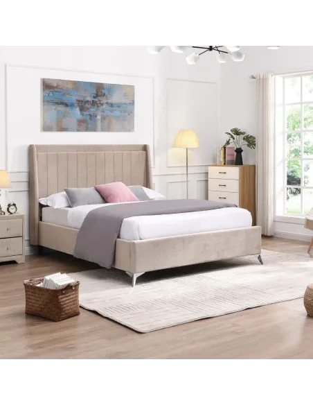 Mayo 5FT Bedframe - Beige Fabric