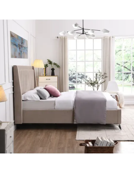Mayo 5FT Bedframe - Beige Fabric