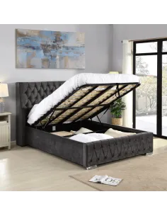 Jersey 4FT6 Bedframe - Dark Grey Fabric
