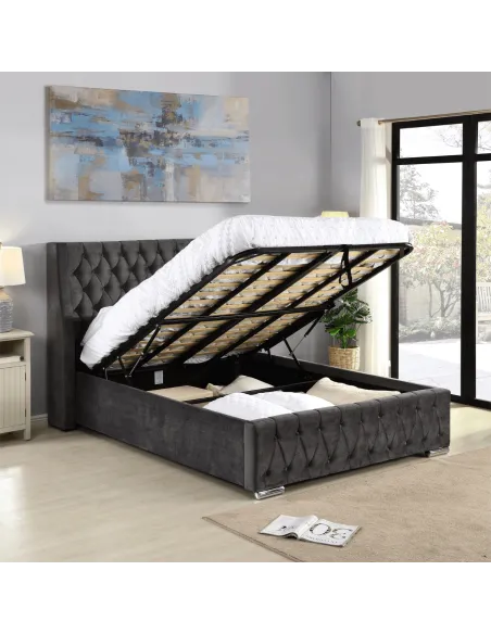 Jersey 4FT6 Bedframe - Dark Grey Fabric