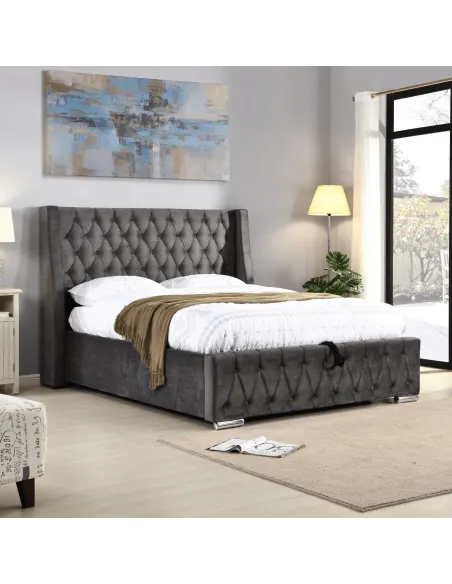 Jersey 4FT6 Bedframe - Dark Grey Fabric