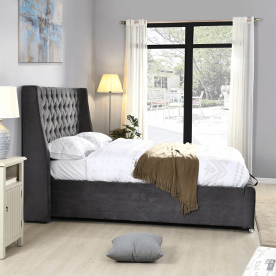 Jersey 4FT6 Bedframe - Dark Grey Fabric