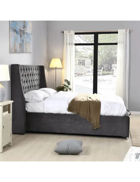 Jersey 4FT6 Bedframe - Dark Grey Fabric