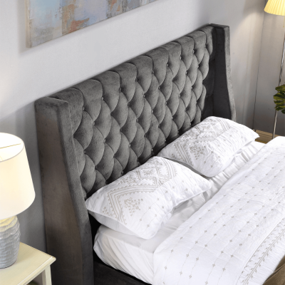 Jersey 4FT6 Bedframe - Dark Grey Fabric