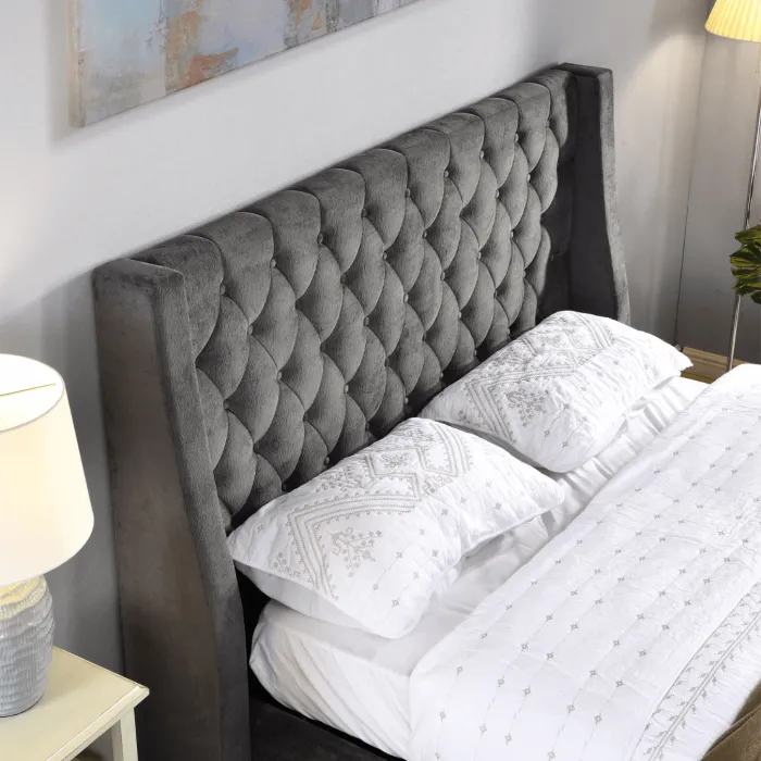 Jersey 4FT6 Bedframe - Dark Grey Fabric