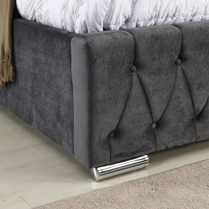 Jersey 4FT6 Bedframe - Dark Grey Fabric