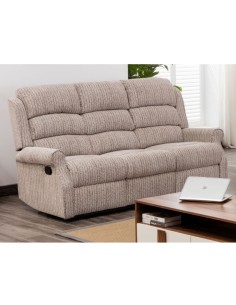 Drancy 3 Seater Manual Recliner Sofa - Natural 2