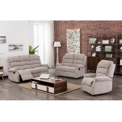 Drancy 3 Seater Manual Recliner Sofa - Natural