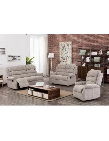 Drancy 3 Seater Manual Recliner Sofa - Natural