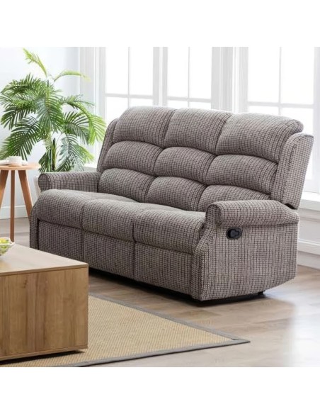 Drancy 3 Seater Manual Recliner Sofa - Latte