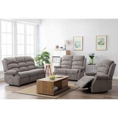 Drancy 3 Seater Manual Recliner Sofa - Latte