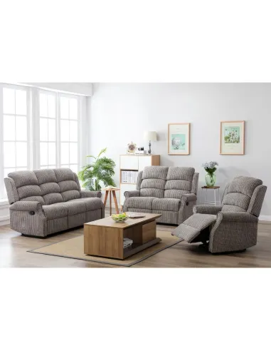 Drancy 3 Seater Manual Recliner Sofa - Latte