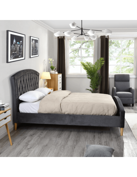 Kingston 5FT Standard Bedframe - Grey Velvet