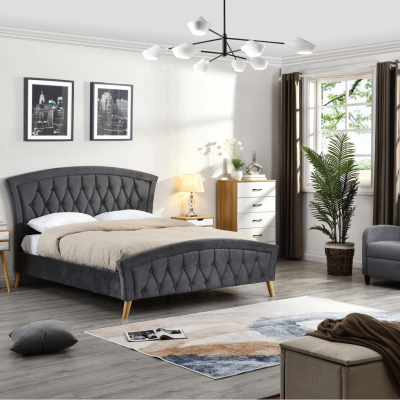 Kingston 5FT Standard Bedframe - Grey Velvet