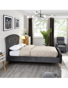 Kingston 4FT6 Standard Bedframe - Grey Velvet 2