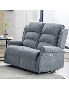 Drancy 2 Seater Electric Recliner Sofa - Steel Blue