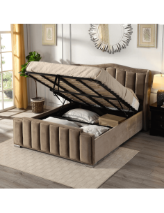 Clare 5FT Gas Lift Bedframe - Mink Velvet