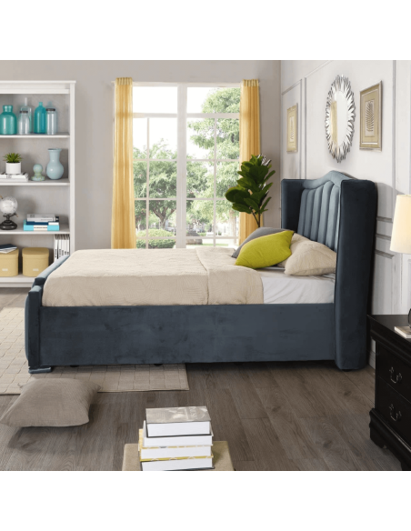 Clare 4FT6 Gas Lift Bedframe - Grey Velvet