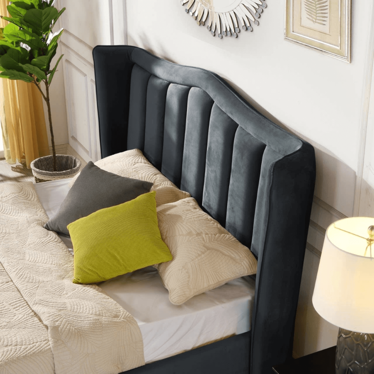 Clare 4FT6 Gas Lift Bedframe - Grey Velvet