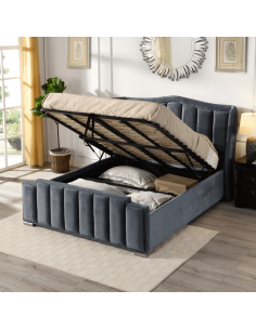 Clare 5FT Gas Lift Bedframe - Grey Velvet