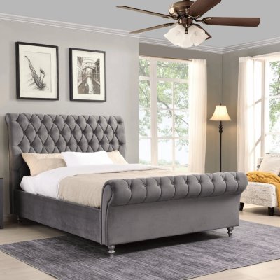 Kilkenny 6FT Bedframe - Grey Velvet