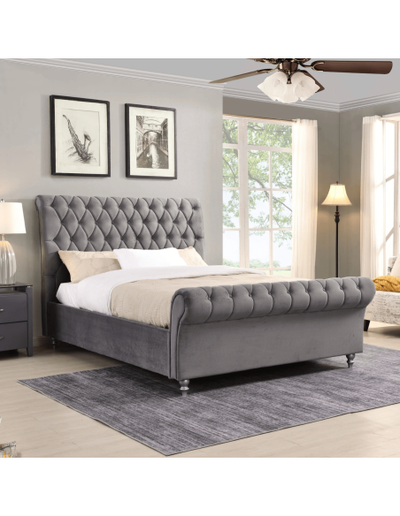 Kilkenny 5FT Bedframe - Grey Velvet