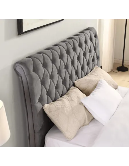 Kilkenny 4FT6 Bedframe - Grey Velvet