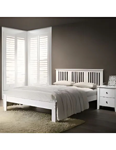 Hanna 4FT Slatted Bedframe - White