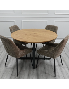 Lanphear Dining Set with 4 Chocolate Chairs