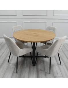 Lanphear Dining Set with 4 Stone Chairs