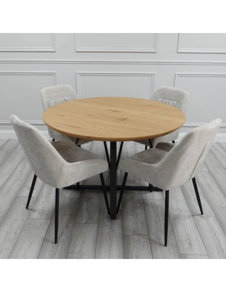 Lanphear Dining Set with 4 Stone Chairs