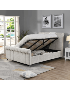 Carlow 4ft6 Side Gas Lift Bedframe - Beige