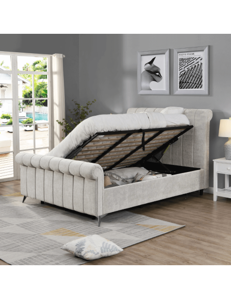 Carlow 4ft6 Side Gas Lift Bedframe - Beige