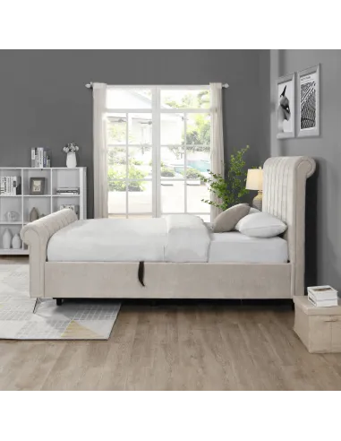 Carlow 4ft6 Side Gas Lift Bedframe - Beige