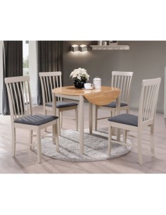 Altona Round Drop Leaf Dining Set - Solid Hardwood/Stone Grey