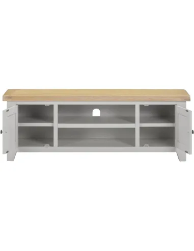 Windsor Straight TV Unit - Pebble Grey/Oak