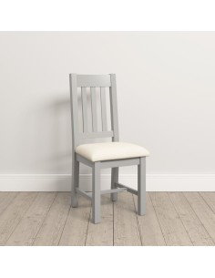 Windsor Slatted Dining Chair - Pebble Grey/Oat Fabric