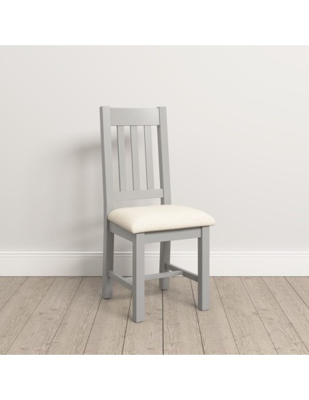 Windsor Slatted Dining Chair - Pebble Grey/Oat Fabric