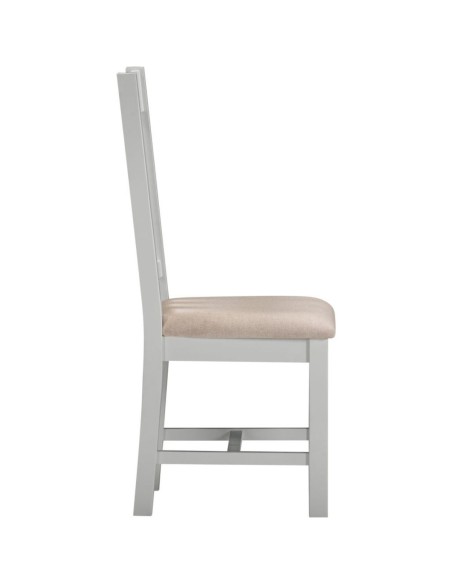 Windsor Slatted Dining Chair - Pebble Grey/Oat Fabric