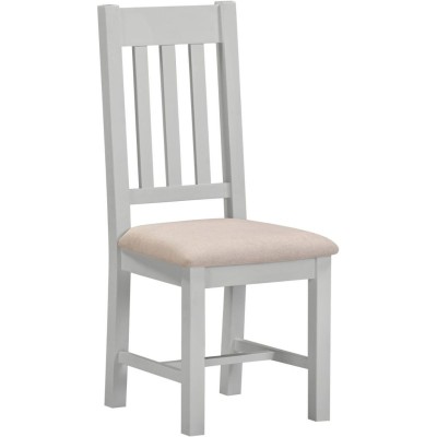 Windsor Slatted Dining Chair - Pebble Grey/Oat Fabric