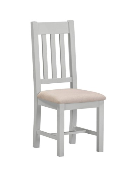 Windsor Slatted Dining Chair - Pebble Grey/Oat Fabric