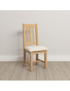 Windsor Slatted Dining Chair - Natural Oak/Oat Fabric