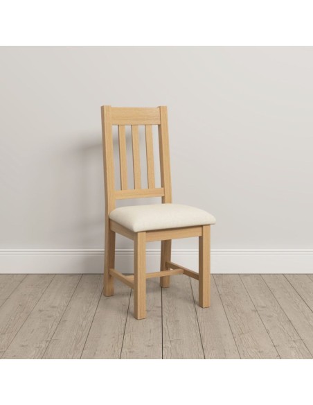 Windsor Slatted Dining Chair - Natural Oak/Oat Fabric